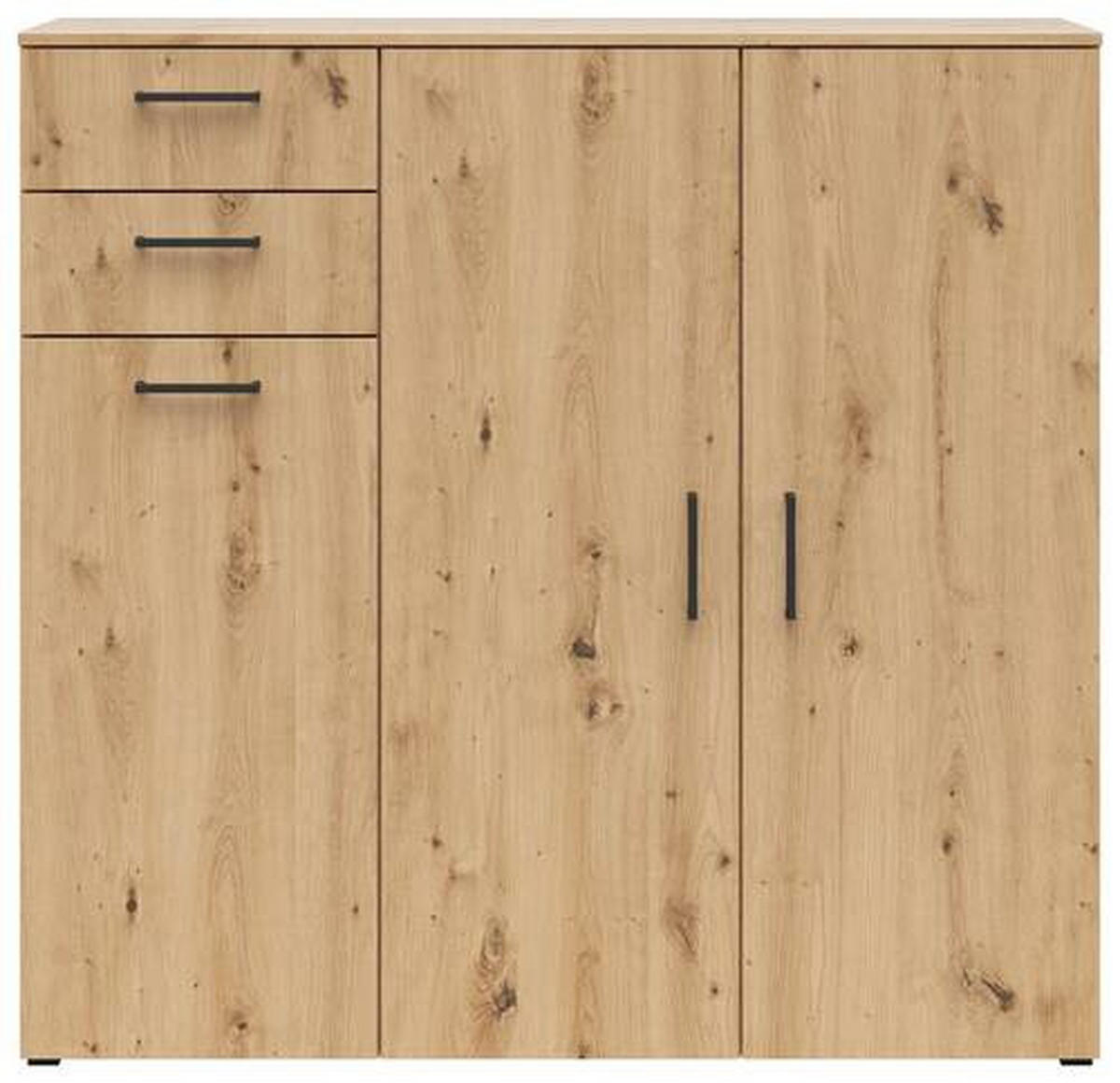 KOMODA, dub artisan, 120/115/40 cm - černá/antracitová, Moderní, kompozitní dřevo/plast (120/115/40cm) - Carryhome