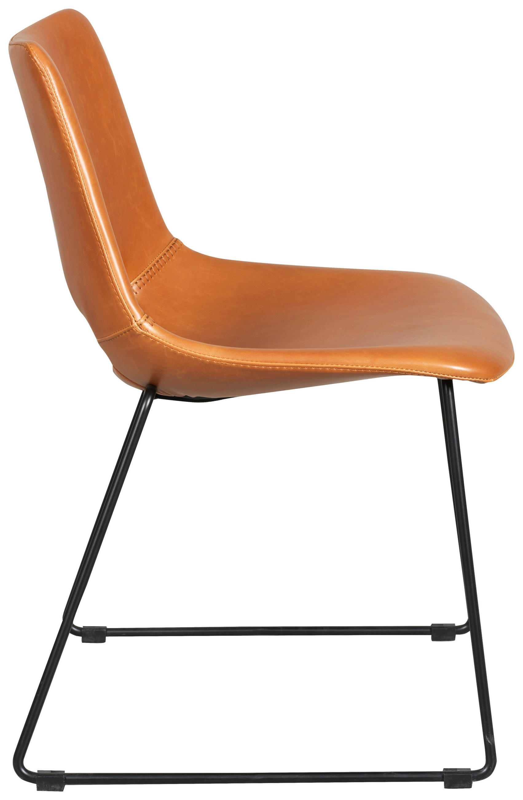 STOL stål läderimitation  - orange/svart, Modern, metall/trä (48/81/55cm) - Rowico