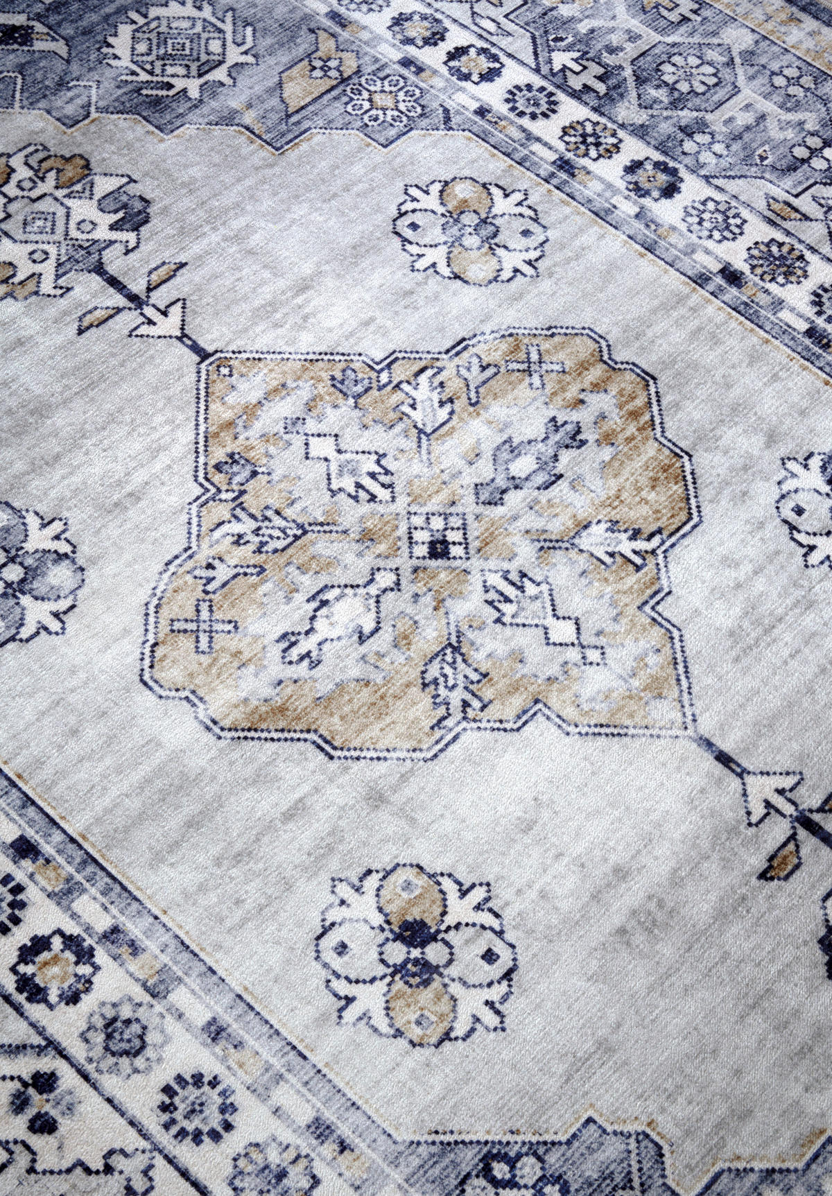 VINTAGE-TEPPICH 80/150 cm Asya Goldfarben, Dunkelblau  - Goldfarben/Dunkelblau, Design, Kunststoff (80/150cm)