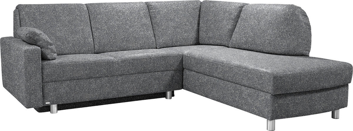 ECKSOFA  in Mikrovelours Grau  227/208 cm  - Alufarben/Grau, KONVENTIONELL, Textil/Metall (227/208cm) - Sedda