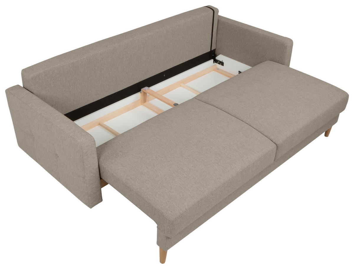 SCHLAFSOFA in Chenille Beige  - Beige/Eiche Wotan, Konventionell, Holz/Textil (222/93/99cm) - MID.YOU