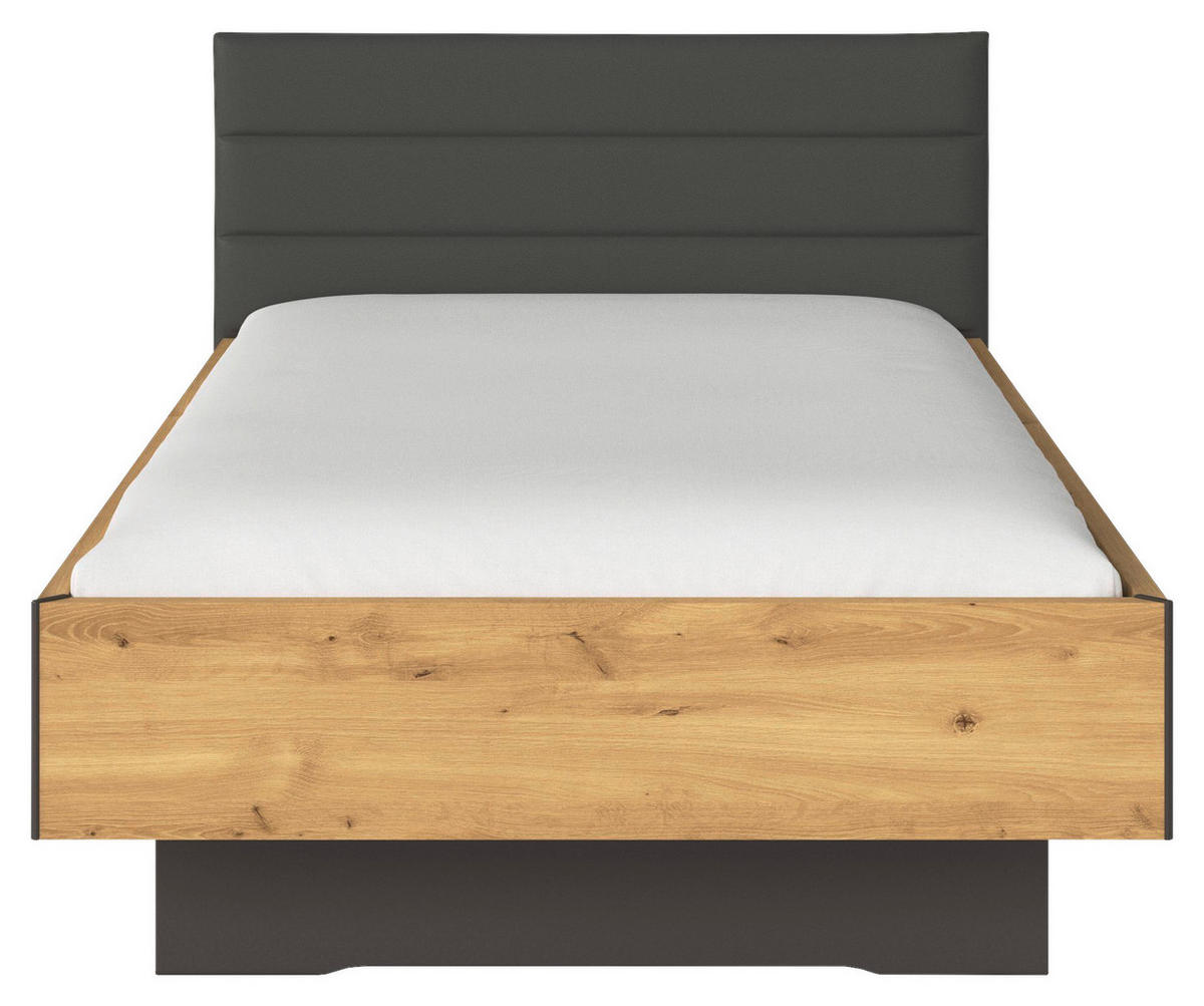 BETT 100/200 cm  in Graphitfarben, Eichefarben   - Eichefarben/Dunkelgrau, Konventionell, Holzwerkstoff/Textil (100/200cm) - Xora