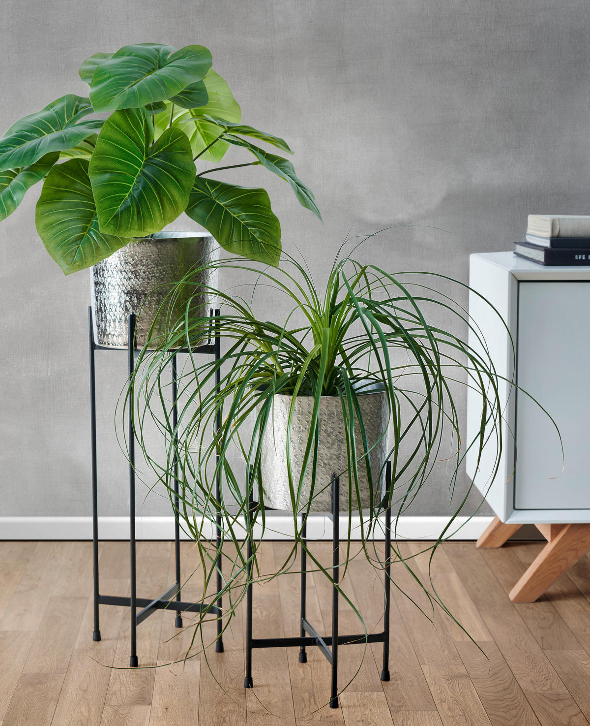 PFLANZENTOPF - Silberfarben/Schwarz, Basics, Metall (18,5/40cm) - Ambia Home