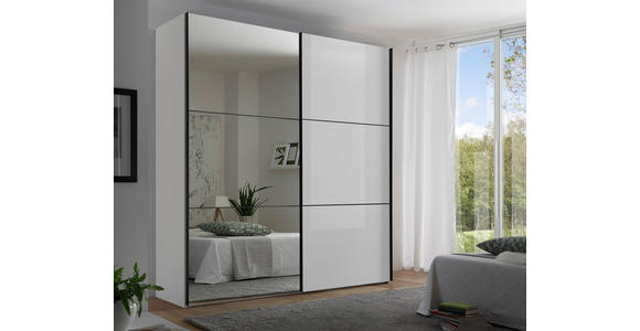 SCHWEBETÜRENSCHRANK  in Weiß  - Schwarz/Weiß, KONVENTIONELL, Glas/Holzwerkstoff (200/222/68cm) - Moderano