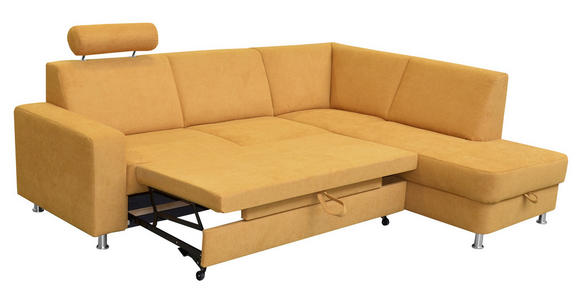 ECKSOFA Gelb Chenille  - Chromfarben/Gelb, Design, Kunststoff/Textil (198/248cm) - Xora