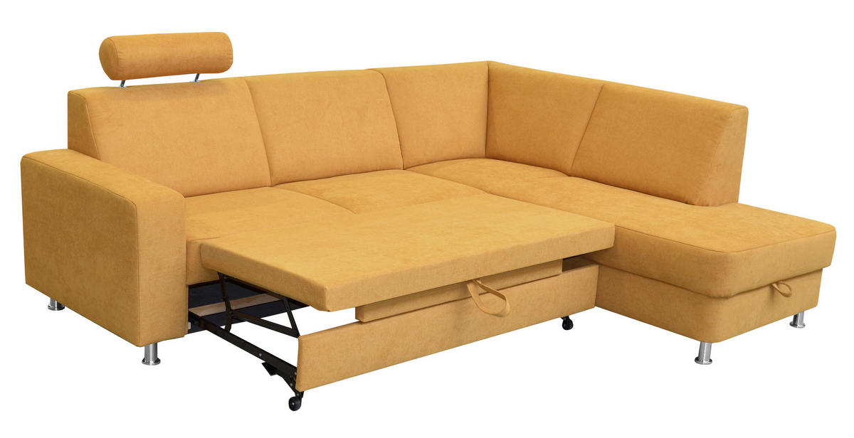 ECKSOFA in Chenille Gelb  248/198 cm  - Chromfarben/Gelb, Design, Kunststoff/Textil (248/198cm) - Xora