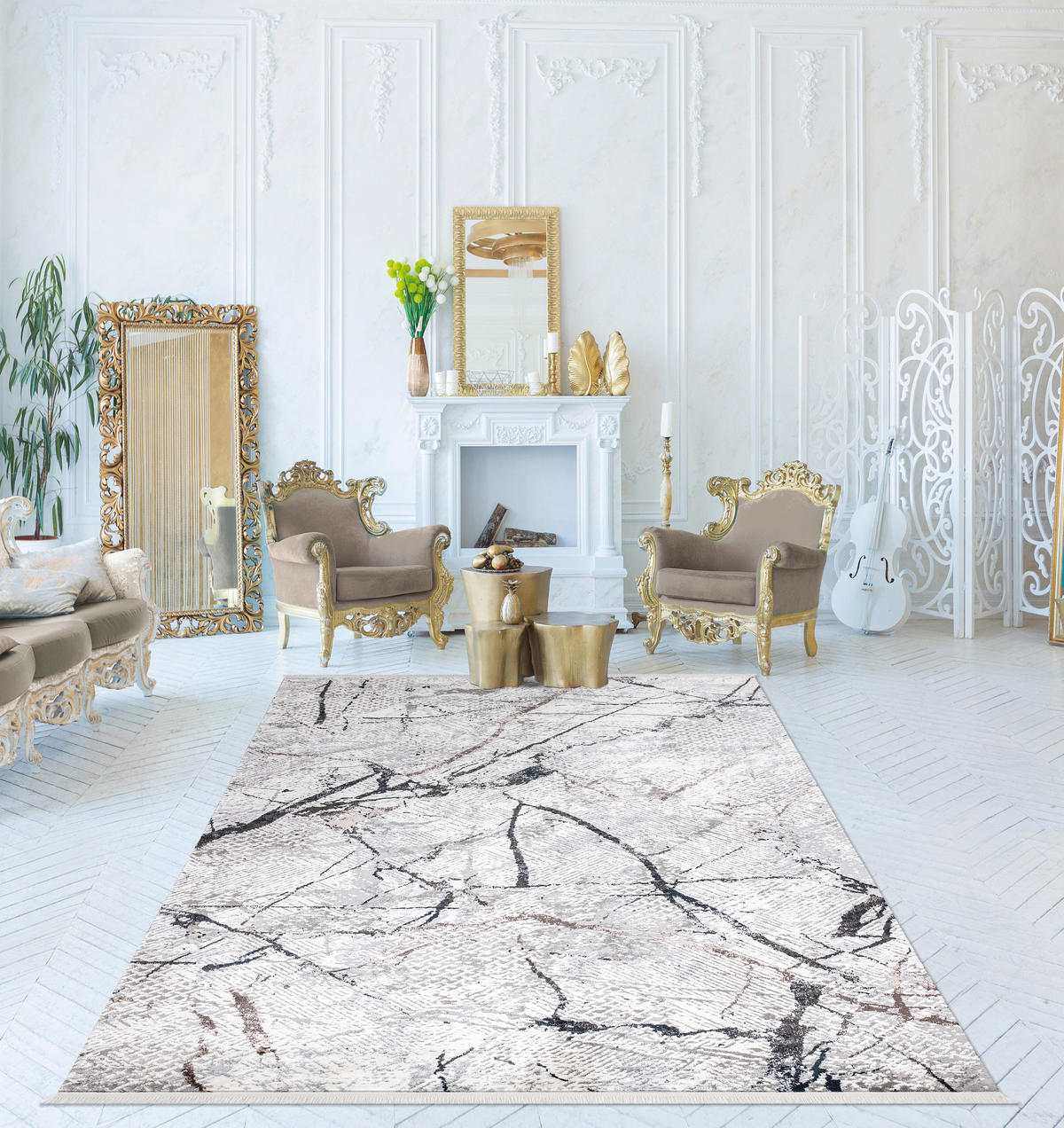 VINTAGE-TEPPICH 200/290 cm Royal Grau, Schwarz, Weiß  - Schwarz/Weiß, LIFESTYLE, Textil (200/290cm)