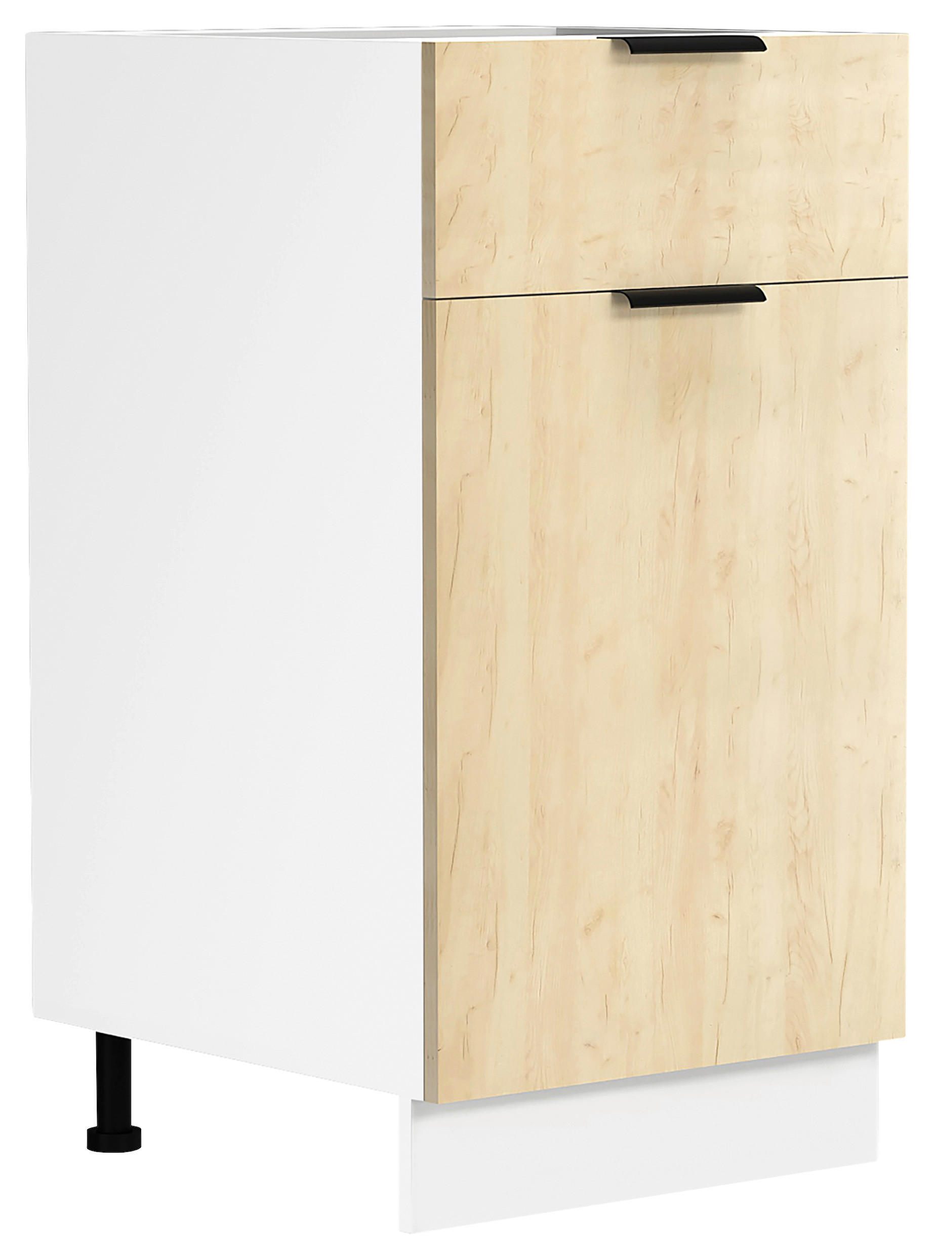 KÜCHENUNTERSCHRANK 40/82/46 cm  in Weiß, Honigeiche  - Honigeiche/Schwarz, Trend, Holzwerkstoff/Kunststoff (40/82/46cm) - MID.YOU
