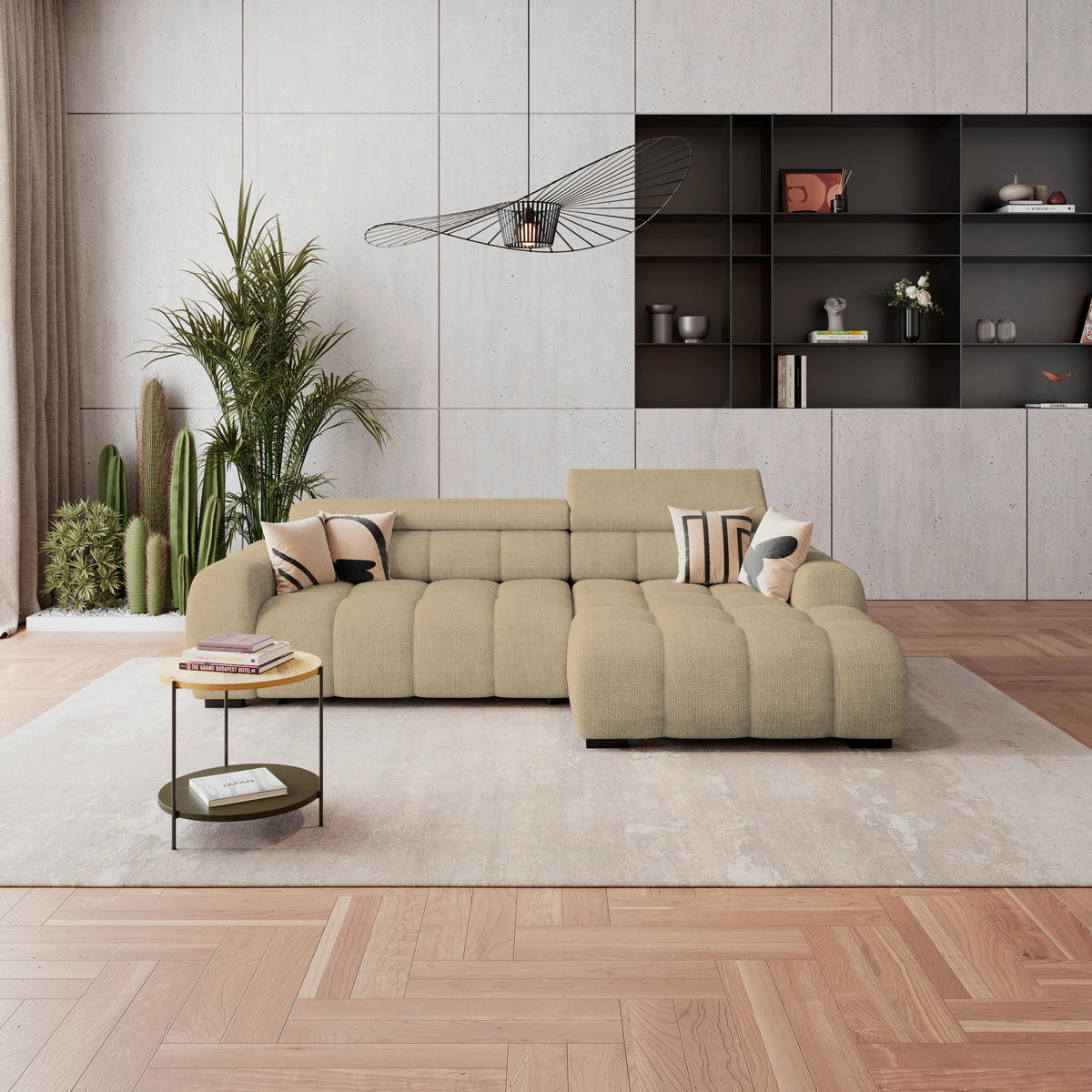 HÖRNSOFFA i vävt tyg taupe  - svart/taupe, Trend, textil/plast (285/168cm) - Livetastic