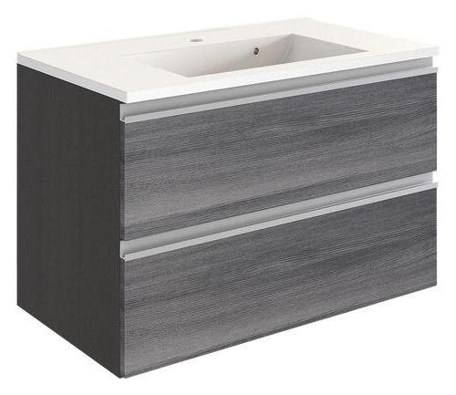 Waschbecken mit Unterschrank Arezzo B: 80cm, Graphit Dekor