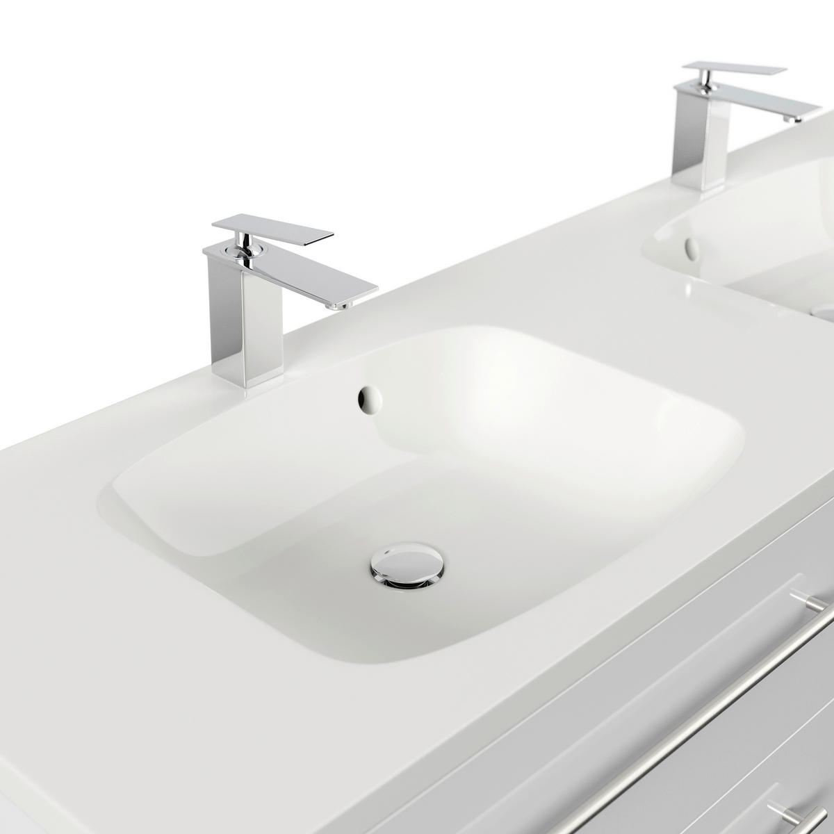 WASCHTISCHKOMBI 160 cm  - Weiß Hochglanz/Weiß, Basics, Holzwerkstoff/Stein (160cm) - MID.YOU