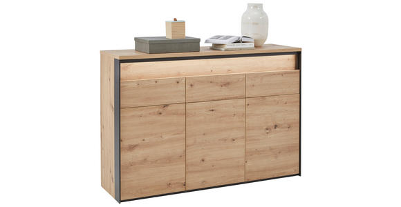 SIDEBOARD  in 130/88/38 cm  - Schwarz/Eiche Artisan, KONVENTIONELL, Holzwerkstoff (130/88/38cm) - Voleo