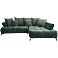 ECKSOFA Dunkelgrün Chenille Zierkissen, Rückenkissen, Rücken echt  - Dunkelgrün/Schwarz, MODERN, Textil/Metall (262/184cm) - MID.YOU