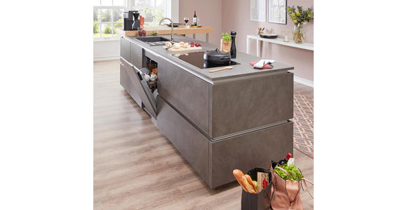 EINBAUKÜCHE - Anthrazit/Hellgrau, Design, Holzwerkstoff - Dieter Knoll