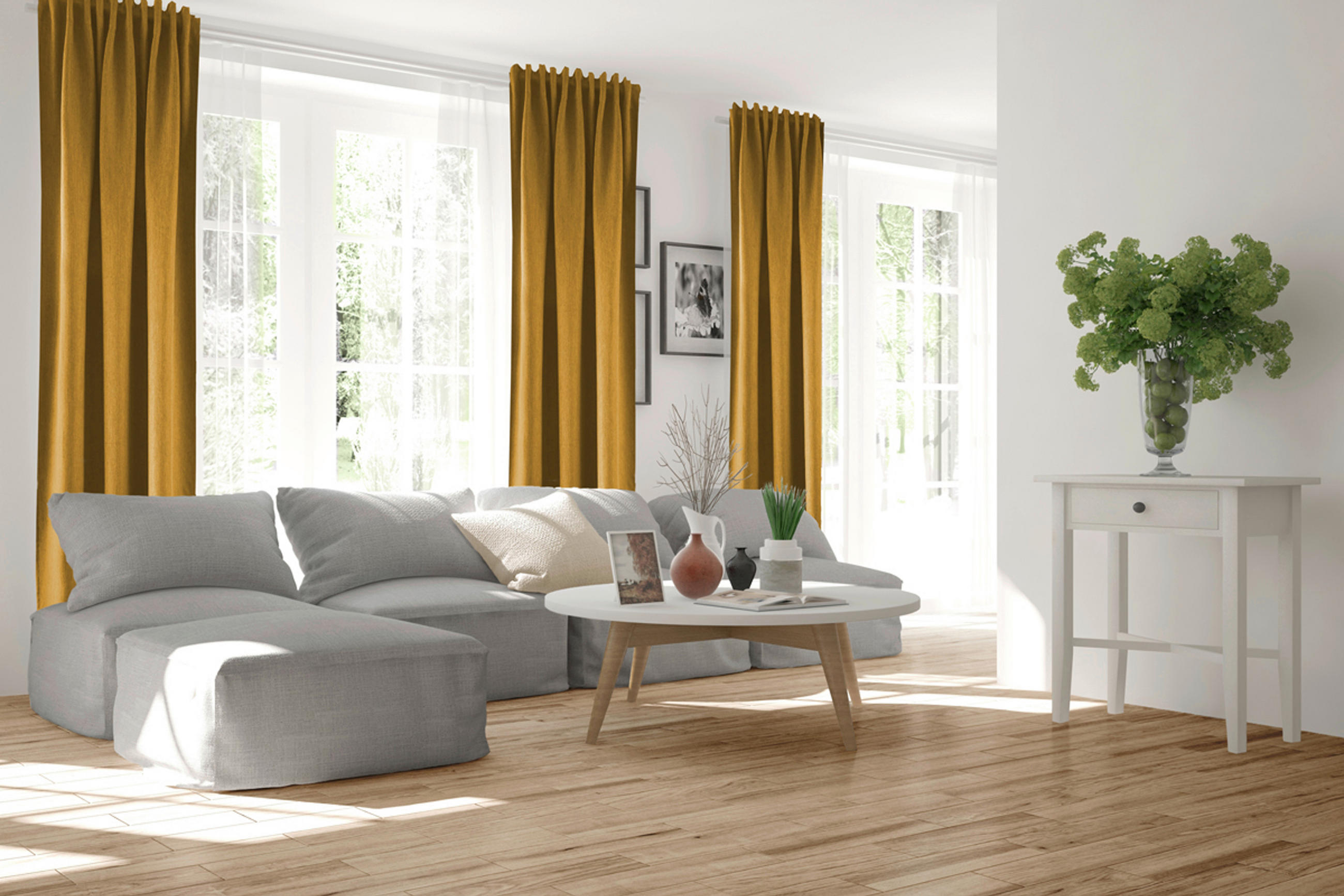 WÄRMESCHUTZVORHANG Verdunkelung  - Dunkelgelb, Basics, Textil (140/245cm)