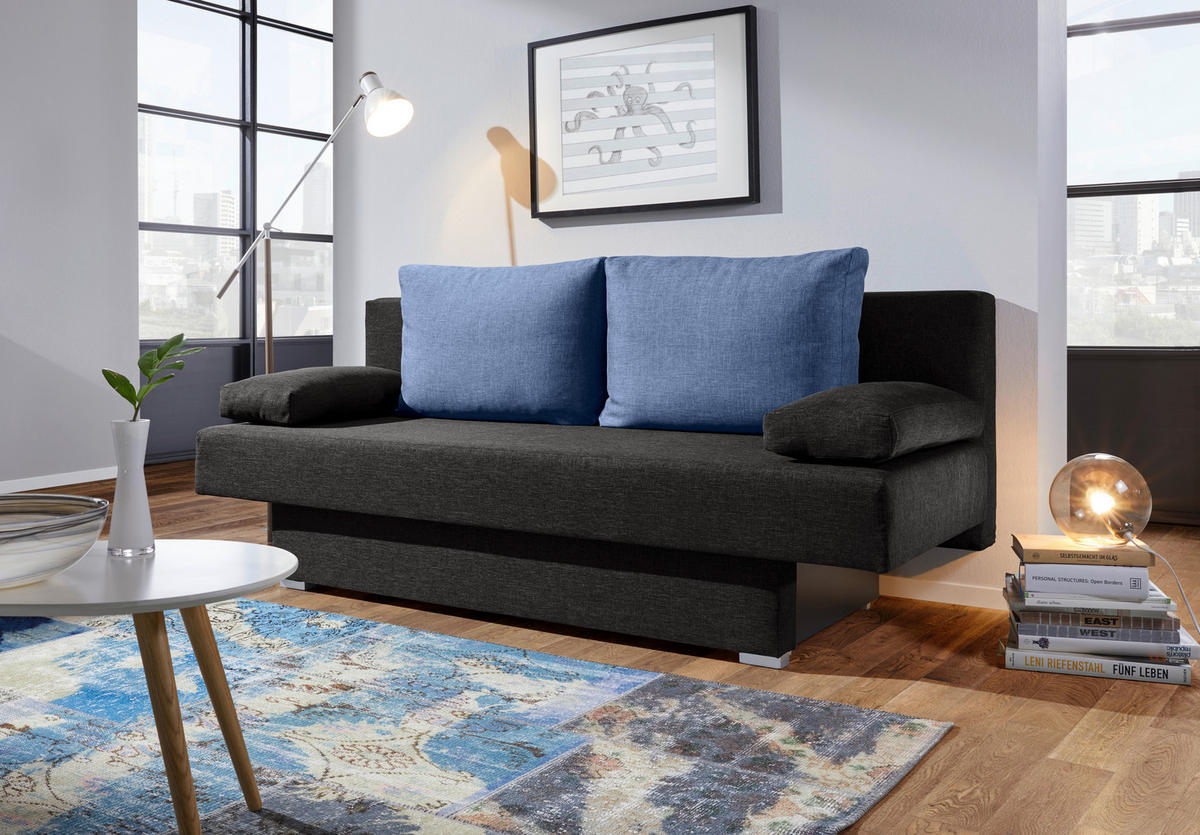 ROZKLÁDACÍ POHOVKA, textil, modrá, černá - modrá/černá, Design, textil/plast (190/74-86/80cm) - Carryhome