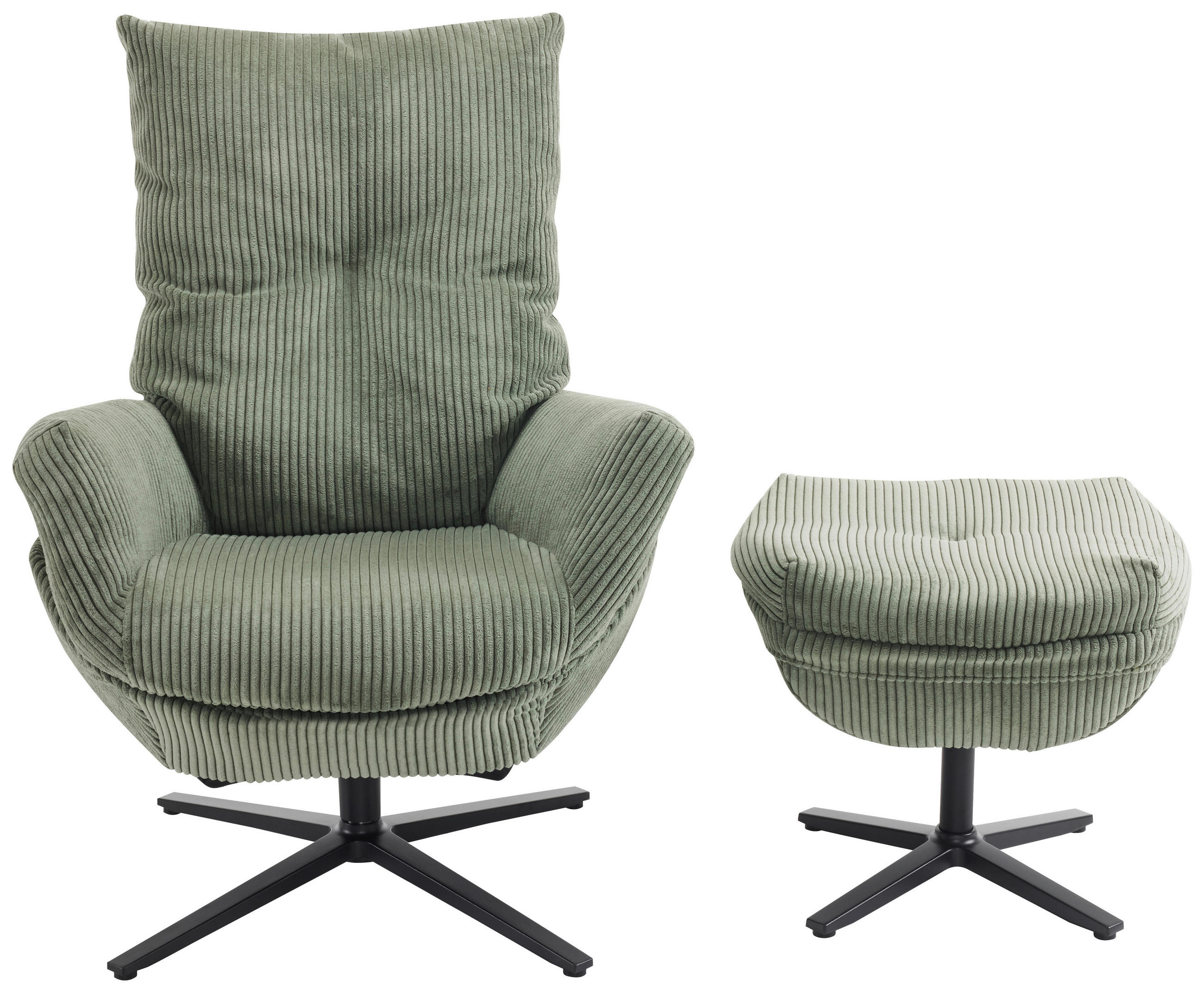 RELAXSESSELSET in Metall, Textil Grün, Schwarz  - Schwarz/Grün, Design, Textil/Metall (77/100/78cm) - Carryhome