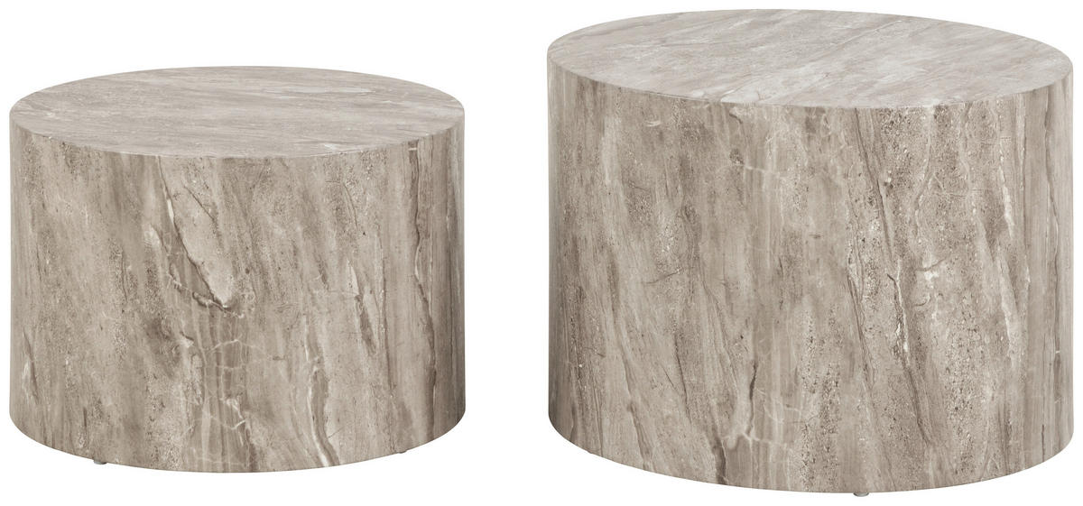 COUCHTISCHSET zylindrisch Grau  - Grau, Design, Holzwerkstoff (58/58/40cm) - MID.YOU
