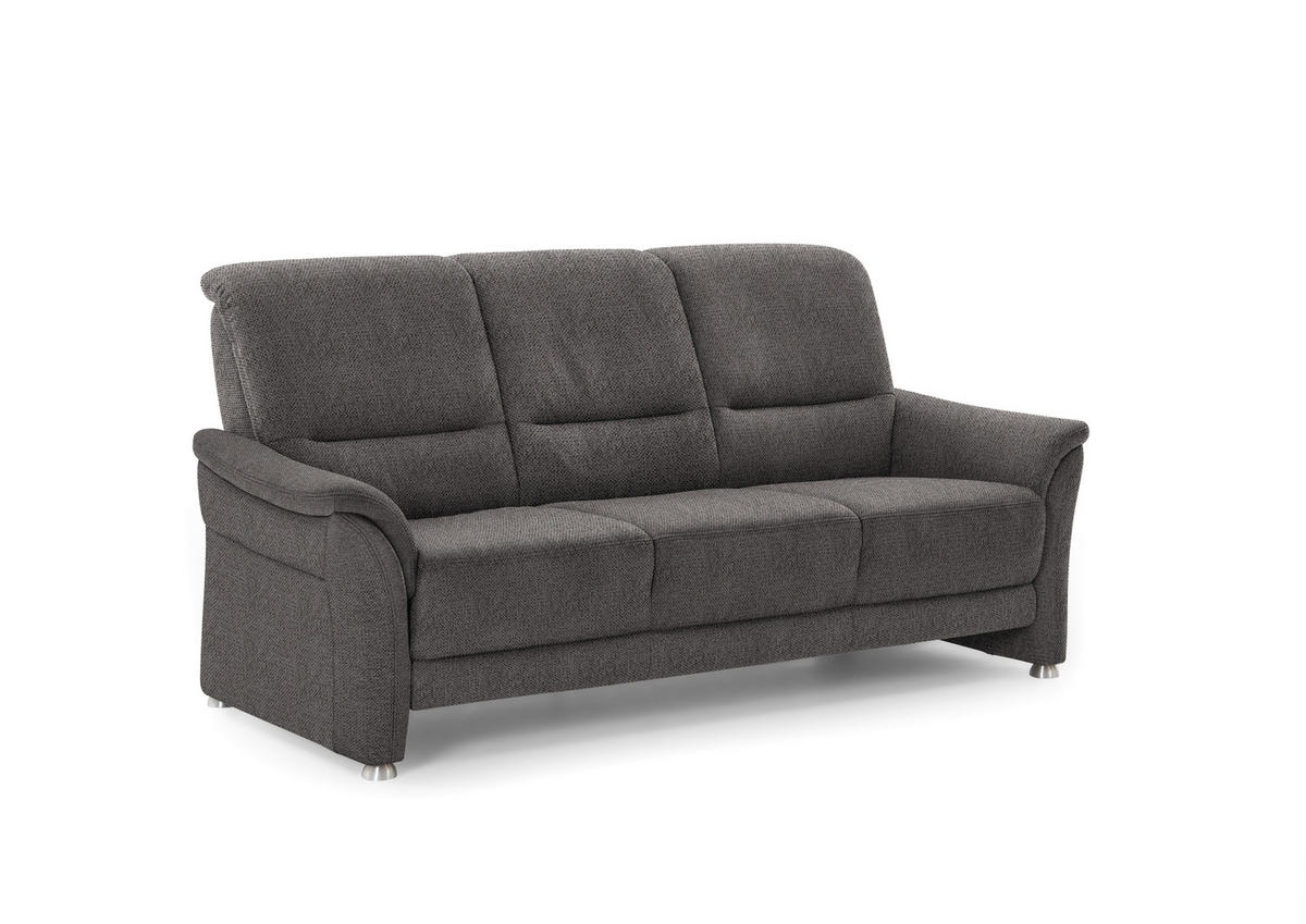 SITZGARNITUR  in Flachgewebe Dunkelbraun  - Dunkelbraun/Alufarben, KONVENTIONELL, Textil/Metall (198/172/96/93cm) - Beldomo Premium