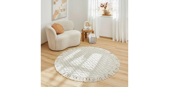 HANDWEBTEPPICH 120 cm Sylt Silberfarben, Beige  - Beige/Silberfarben, Natur, Textil (120cm) - Linea Natura