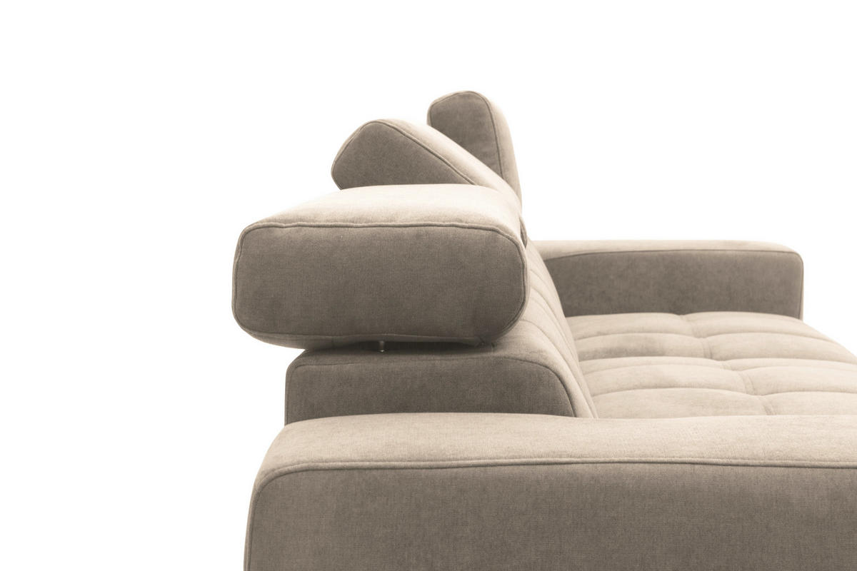 ECKSOFA TRENTO Taupe Mikrofaser  - Taupe/Dunkelgrau, MODERN, Textil/Metall (287/175cm) - MID.YOU