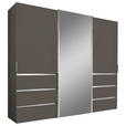 SCHWEBETÜRENSCHRANK  in Dunkelgrau  - Chromfarben/Dunkelgrau, Design, Glas/Holzwerkstoff (250/236/67cm) - Novel