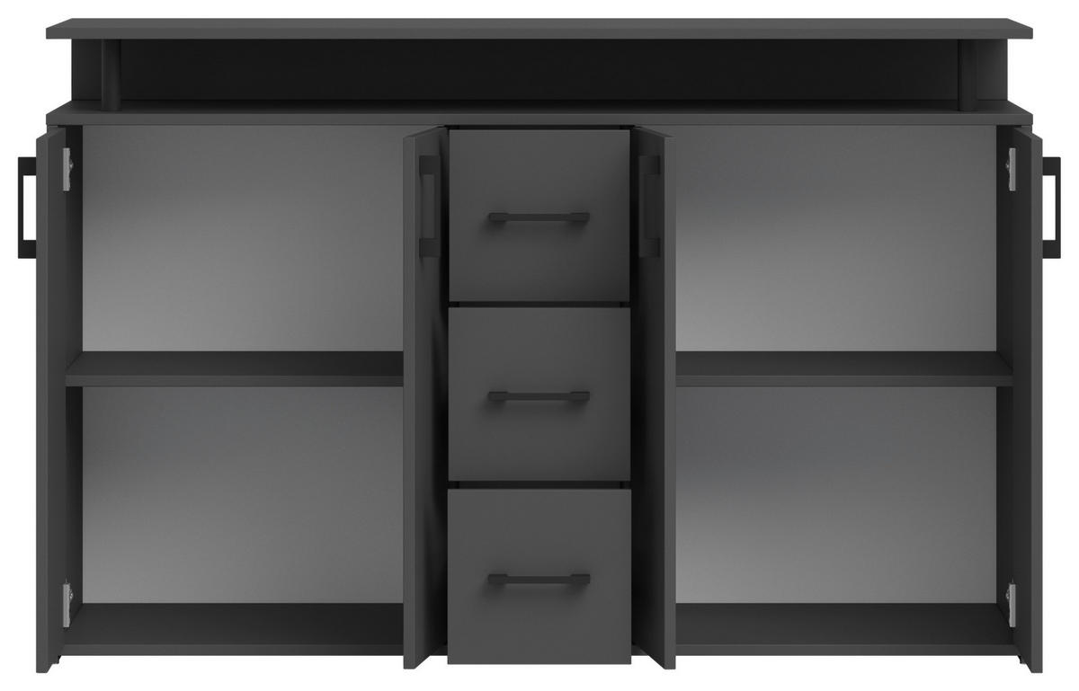 KOMODA, antracit  - črna/antracit, Konvencionalno, umetna masa/leseni material (139/90/34cm) - Carryhome