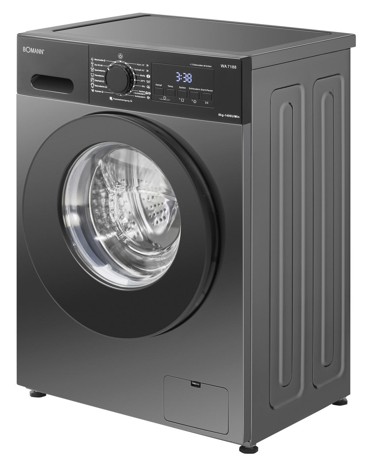 WASCHMASCHINE WA 7188  - Titanfarben, Trend, Metall (59,5/85,0/48,0cm) - Bomann