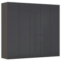 DREHTÜRENSCHRANK 251/235/61 cm,  in Graphitfarben, 5-türig  - Graphitfarben, Basics, Glas/Holzwerkstoff (251/235/61cm) - Novel