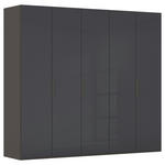 DREHTÜRENSCHRANK 251/223/61 cm,  in Graphitfarben, 5-türig  - Graphitfarben, Basics, Glas/Holzwerkstoff (251/223/61cm) - Novel