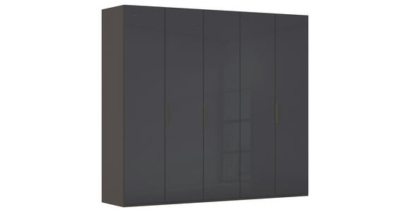 DREHTÜRENSCHRANK 251/235/61 cm,  in Graphitfarben, 5-türig  - Graphitfarben, Basics, Glas/Holzwerkstoff (251/235/61cm) - Novel