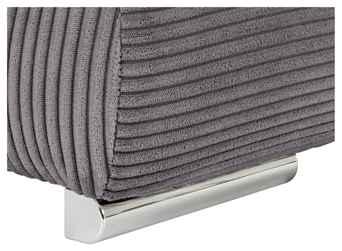 WOHNLANDSCHAFT in Cord Graphitfarben  - Chromfarben/Graphitfarben, KONVENTIONELL, Kunststoff/Textil (180/376/180cm) - Carryhome