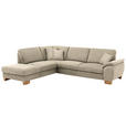 ECKSOFA in Mikrofaser Naturfarben  - Wildeiche/Beige, KONVENTIONELL, Holz/Textil (236/286cm) - Voleo