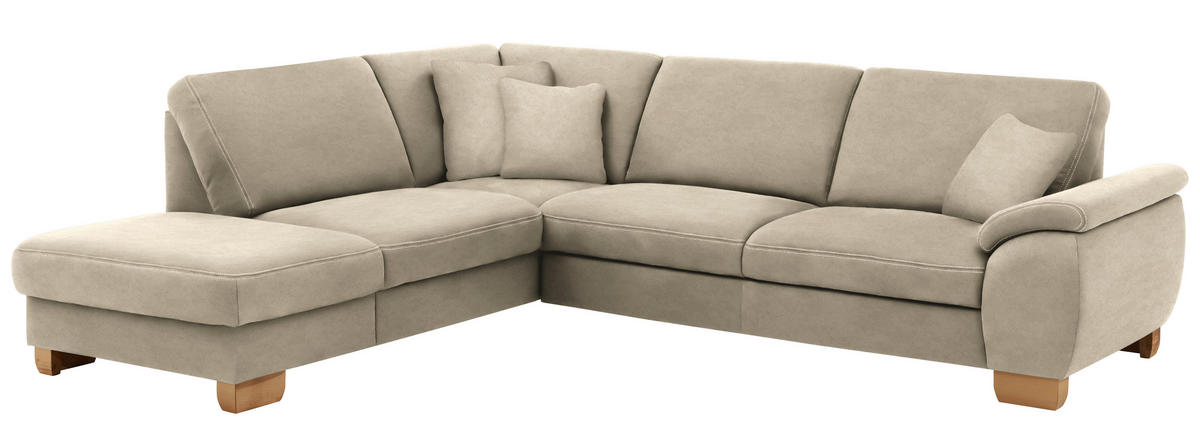 ECKSOFA in Mikrofaser Naturfarben  - Wildeiche/Beige, Konventionell, Holz/Textil (236/286cm) - Voleo