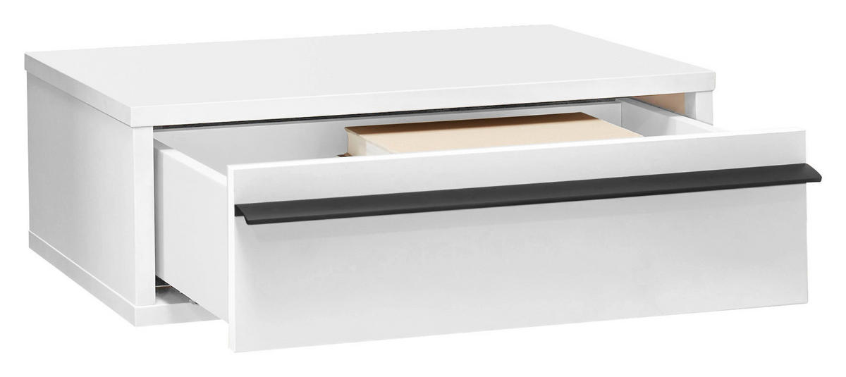 NACHTSCHRANK 50/17/34 cm  - Schwarz/Weiß, KONVENTIONELL, Holzwerkstoff/Metall (50/17/34cm) - Chameo