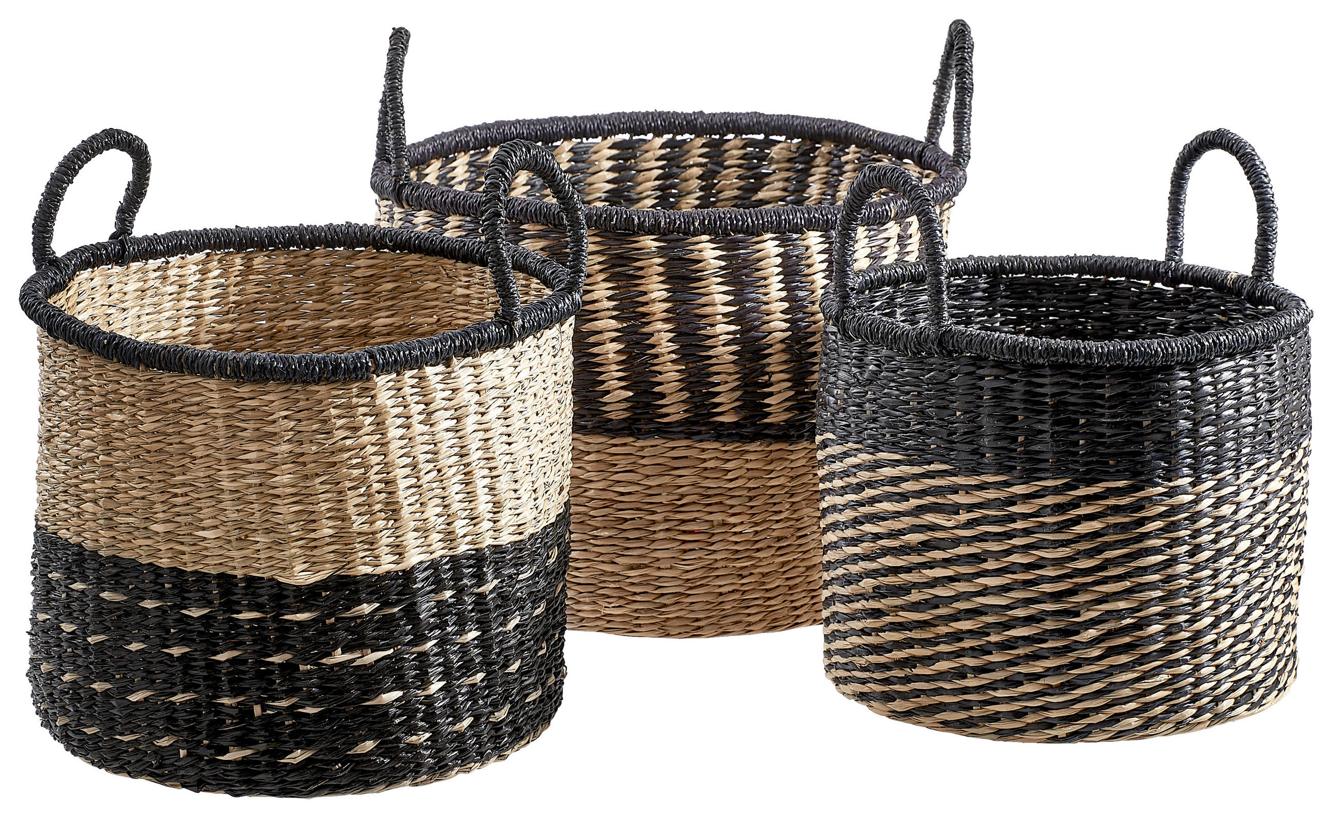 KORB  - Schwarz/Naturfarben, Design, Naturmaterialien (40/28cm) - Boltze Home