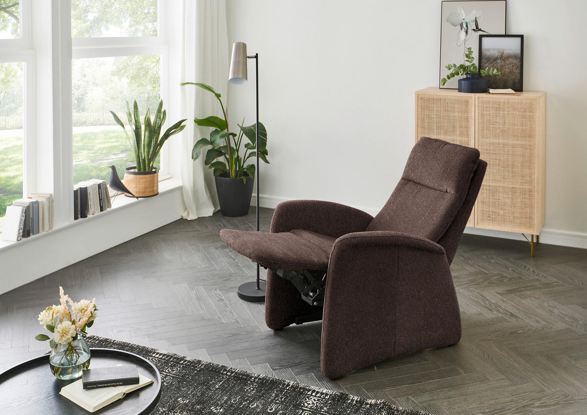 FERNSEHSESSEL in Chenille Dunkelbraun  - Dunkelbraun, Konventionell, Textil (79/114/87-176cm) - Valdera