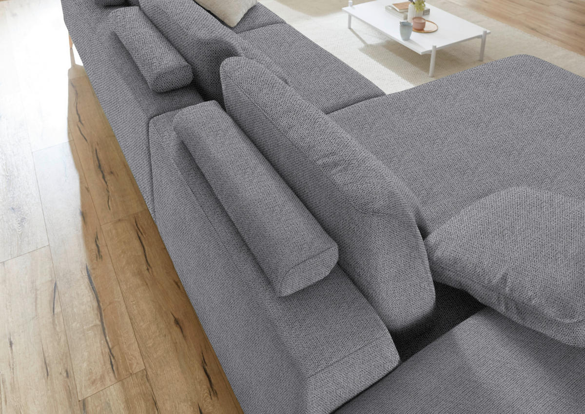 ECKSOFA Flachgewebe Grau  - Wildeiche/Grau, Design, Holz/Textil (193/334cm) - Niels Andersson
