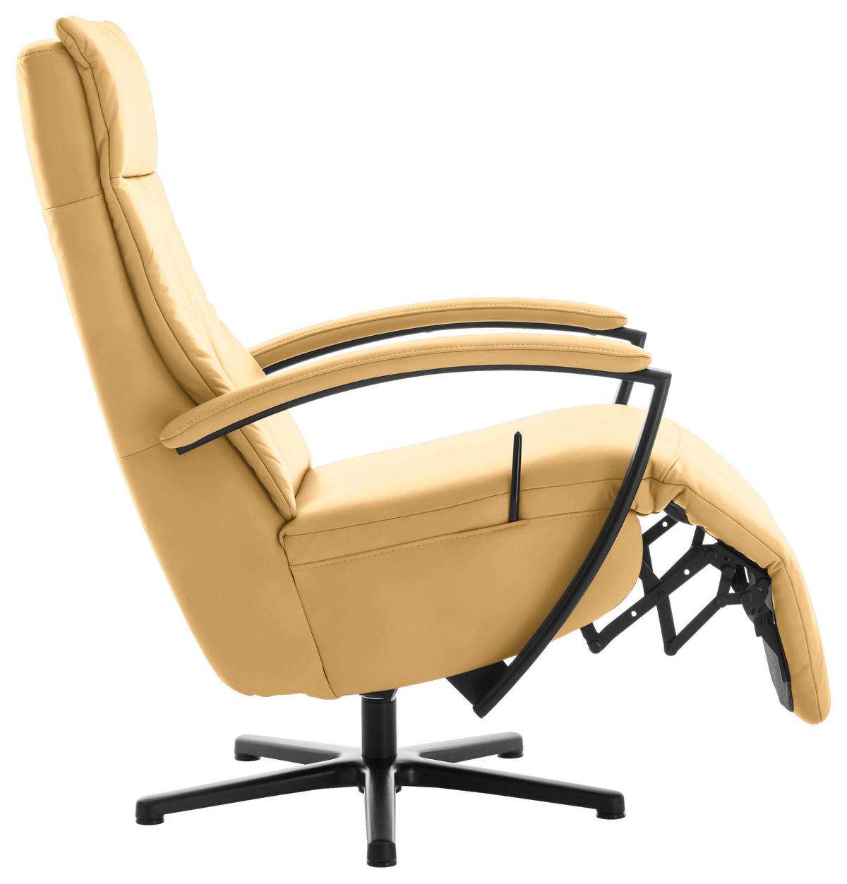 RELAXSESSEL in Leder Gelb  - Gelb/Schwarz, Design, Leder/Metall (76/112/83cm) - Beldomo Speed