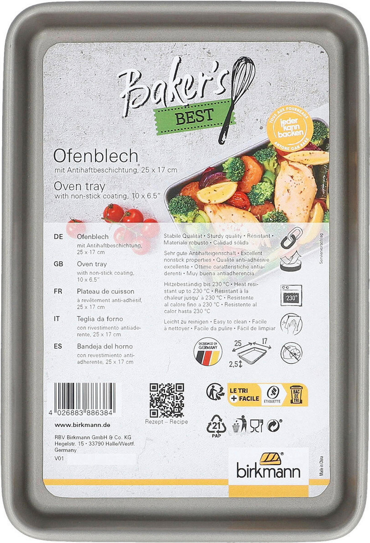 BACKBLECH - Silberfarben, KONVENTIONELL, Metall (25/17/2,5cm) - Birkmann