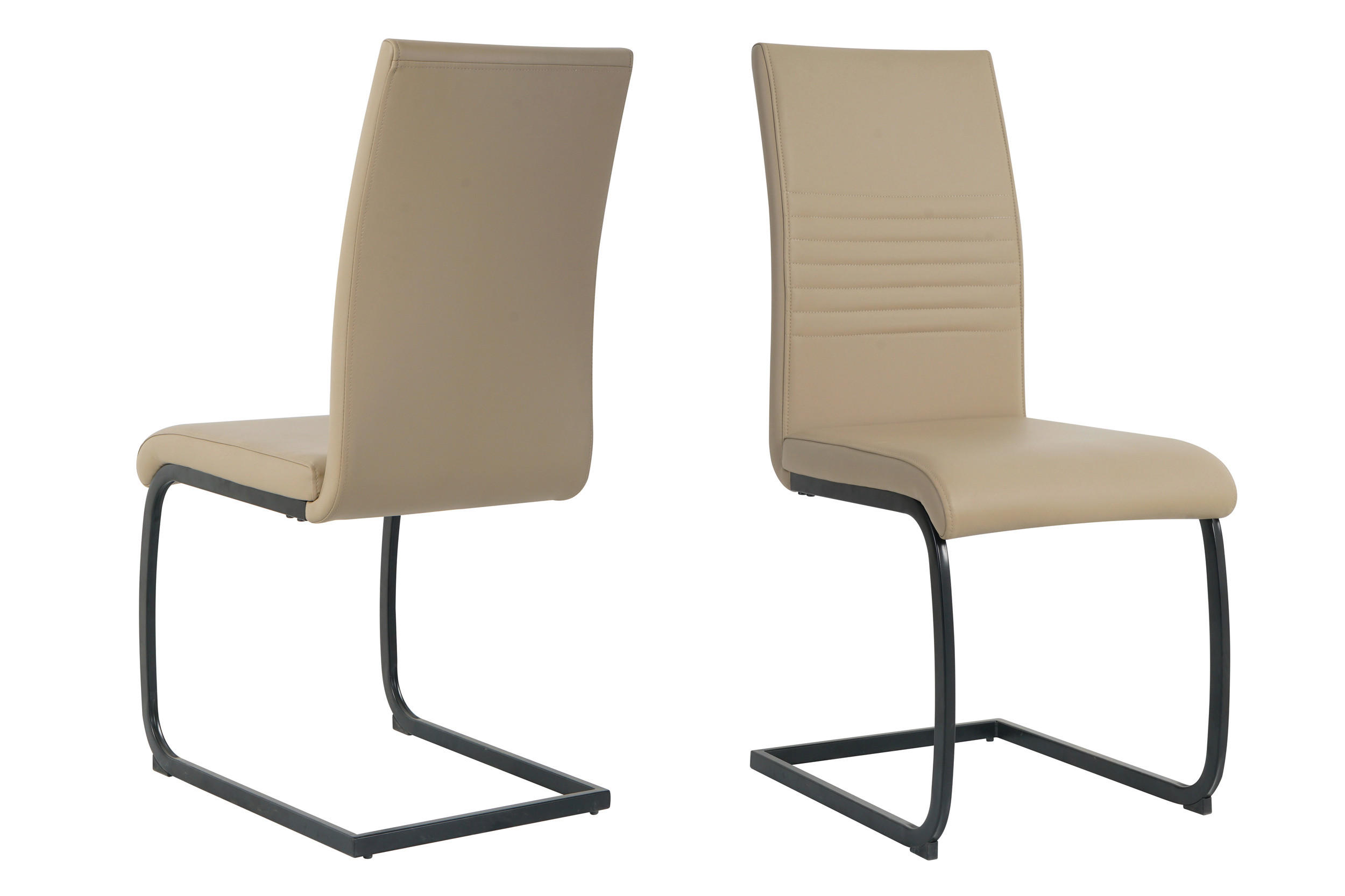 STUHL-SET 2 Stück  in Lederlook  - Taupe/Schwarz, Design, Kunststoff/Textil (42/97/59cm) - Livetastic