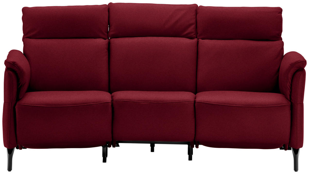 TRAPEZSOFA in Mikrofaser Rot  - Rot/Schwarz, Konventionell, Textil/Metall (221/103/95cm) - Dieter Knoll