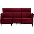 TRAPEZSOFA in Mikrofaser Rot  - Rot/Schwarz, KONVENTIONELL, Textil/Metall (221/103/95cm) - Dieter Knoll