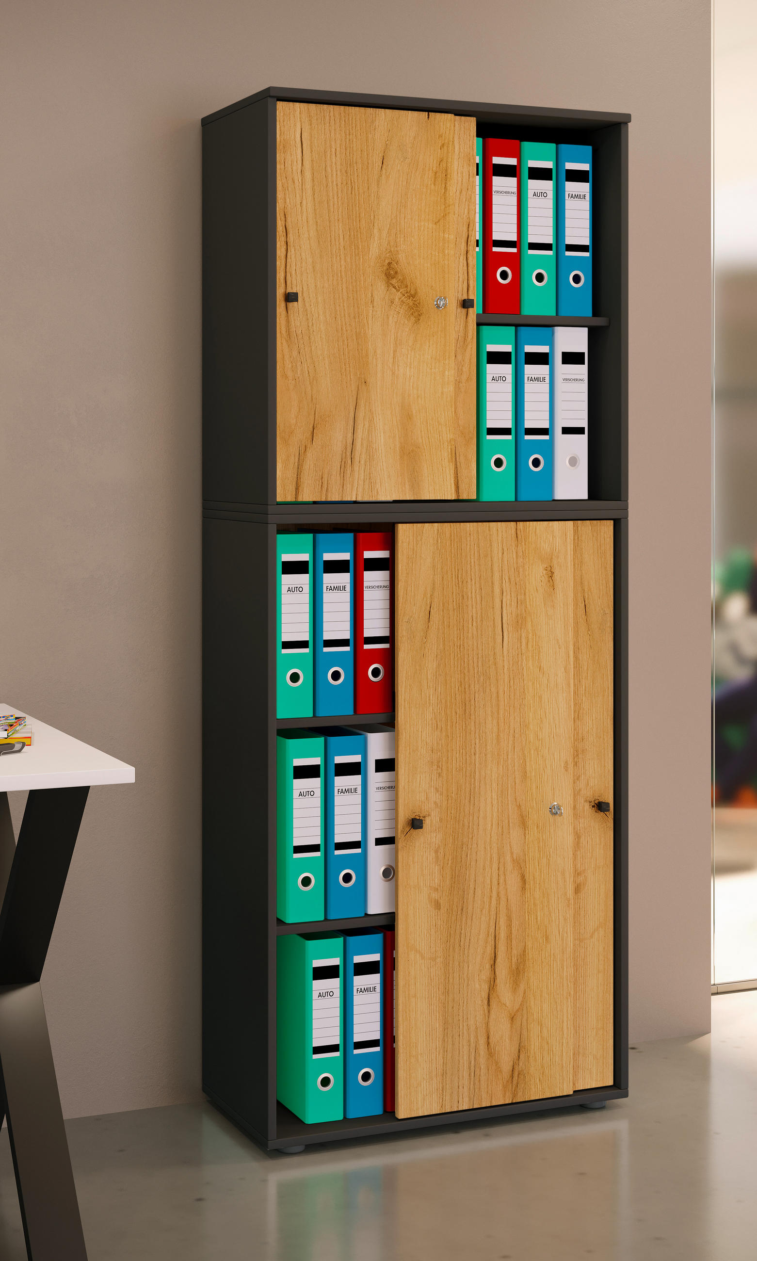 AKTENSCHRANK 70/183/37 cm  - Honigeiche/Anthrazit, Design, Holzwerkstoff (70/183/37cm) - MID.YOU