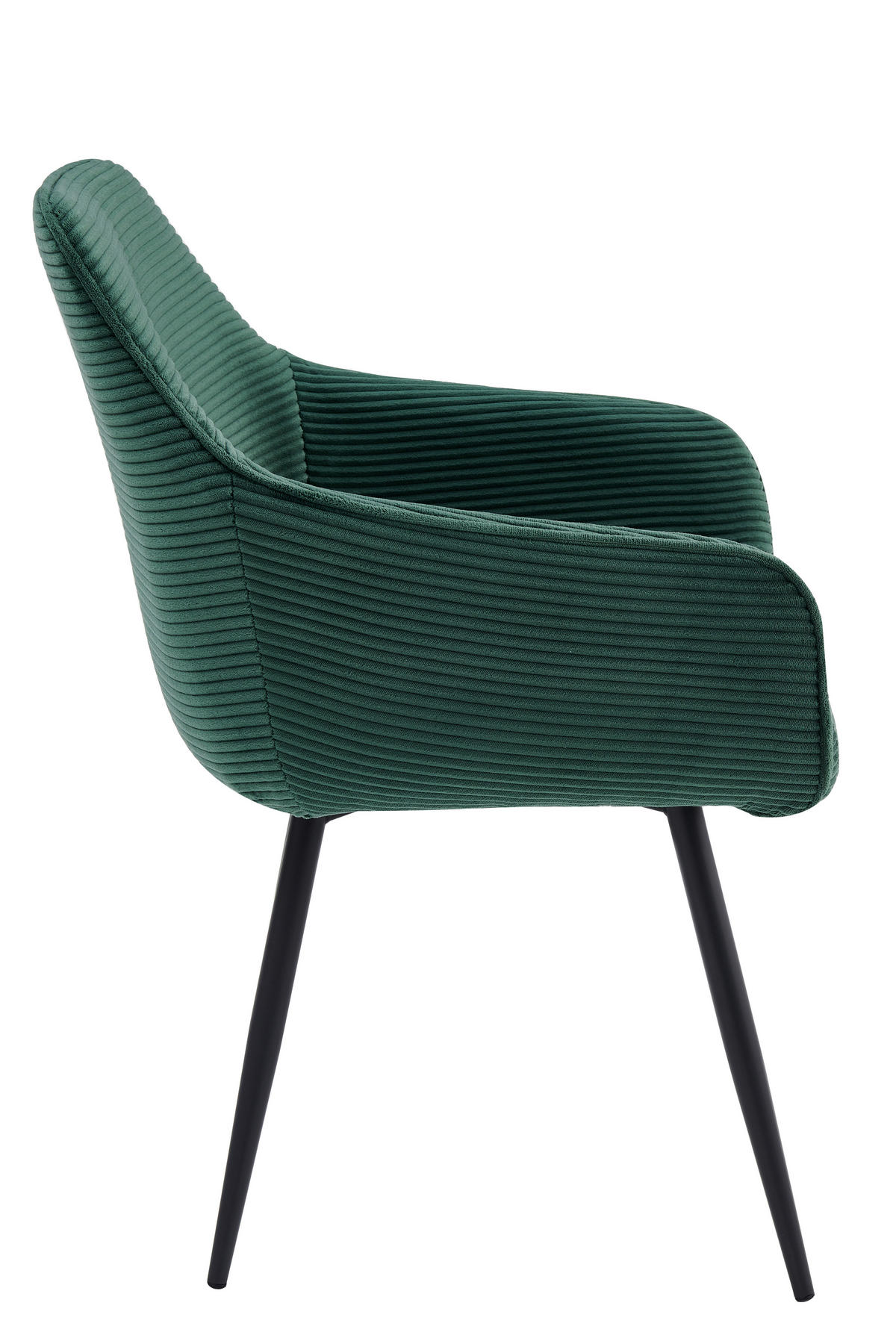 ARMLEHNSTUHL-SET 2 Stück  in Stahl Mikrofaser, Feincord  - Schwarz/Grün, MODERN, Textil/Metall (53/85/62cm) - MID.YOU