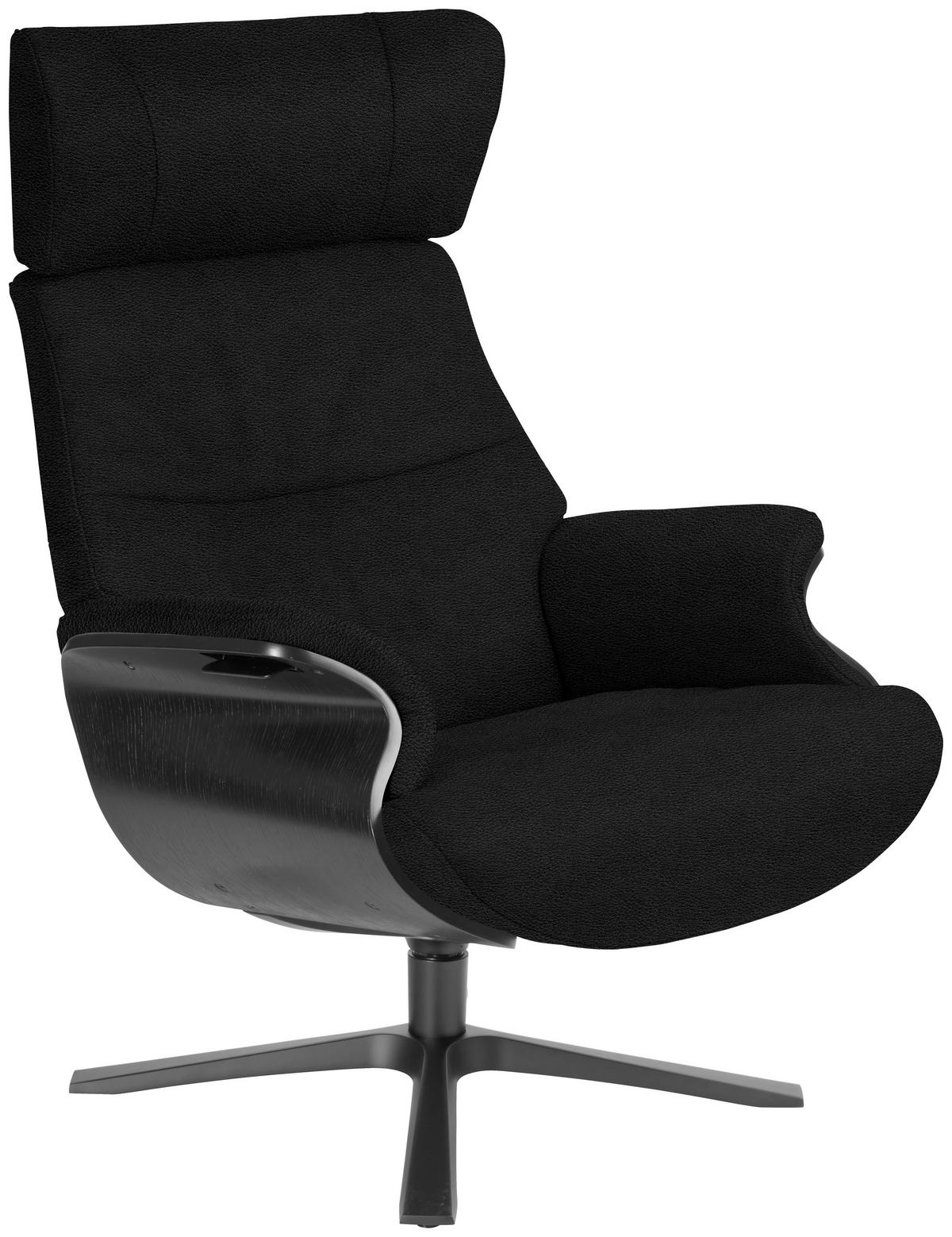 RELAXSESSEL in Holz, Leder Schwarz  - Schwarz, Design, Leder/Holz (79/111/83cm) - Conform