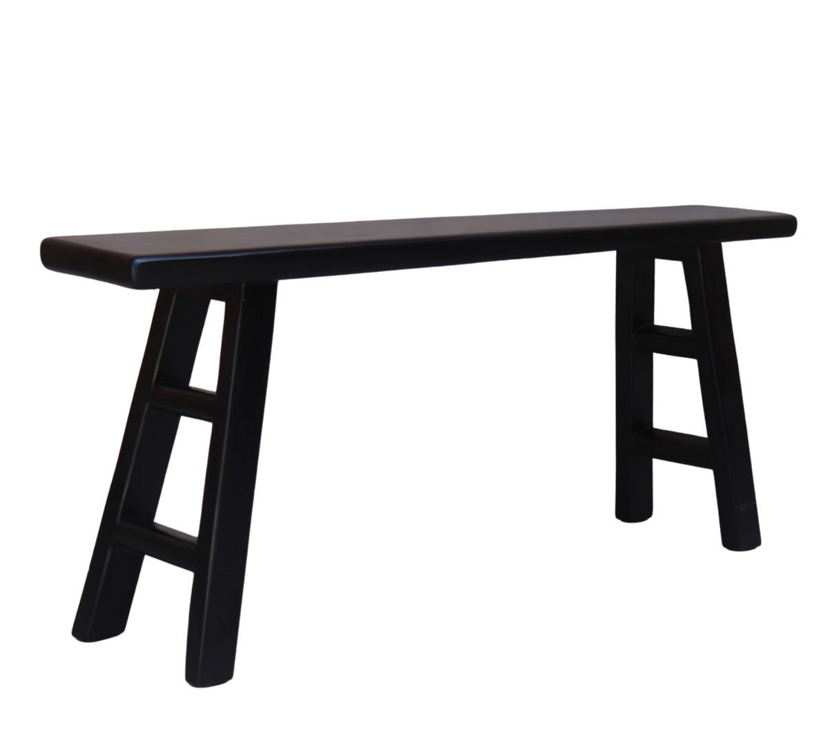 HOCKERBANK 120/25/50 cm Schwarz Recyclingholz vollmassiv  - Schwarz, Design, Holz (120/25/50cm) - Livetastic