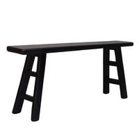 HOCKERBANK 120/25/50 cm Schwarz Recyclingholz vollmassiv  - Schwarz, Design, Holz (120/25/50cm) - Livetastic