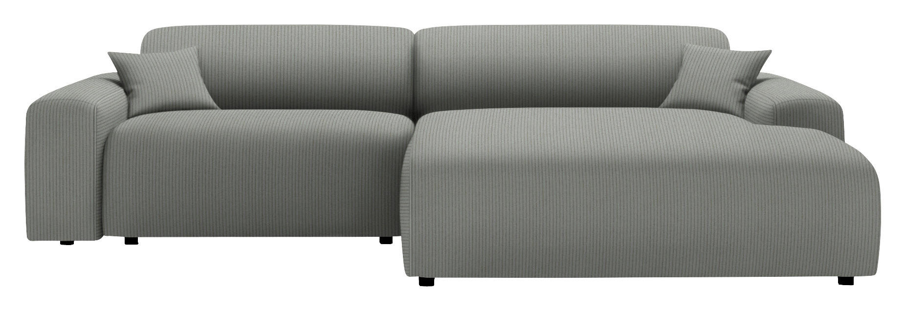 ECKSOFA in Velours, Feincord Hellgrau  292/178 cm  - Hellgrau/Schwarz, Design, Kunststoff/Textil (292/178cm) - home24