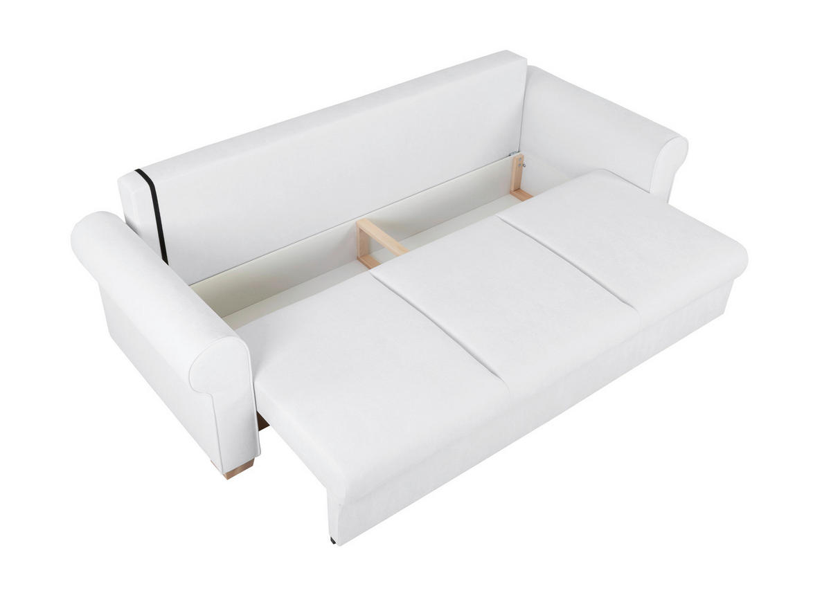 SCHLAFSOFA in Chenille Creme  - Buchefarben/Creme, Design, Holz/Textil (240/94/98cm) - MID.YOU